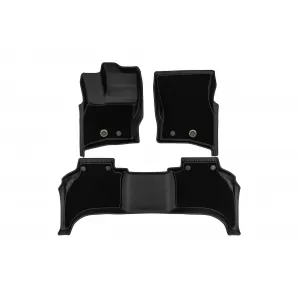 Tappetini in gomma e moquette 2 in 1 adatti per Land Rover Defender dopo il 2020 con 5 porte, set da 3 pezzi, colore nero della serie Frogum 5D Race Rock-image-6232707