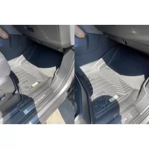 Tappetini in gomma e moquette 2 in 1 adatti per Land Rover Defender dopo il 2020 con 5 porte, set da 3 pezzi, colore nero della serie Frogum 5D Race Rock-image-6232711
