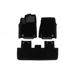 Tappetini in gomma e moquette 2 in 1 adatti per Tesla Model Y 2020-2025 della serie Frogum 5D Race Rock, set da 3 pezzi, colore nero-image-6232717