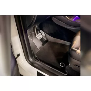Tappetini in gomma e moquette 2 in 1 adatti per Tesla Model Y 2020-2025 della serie Frogum 5D Race Rock, set da 3 pezzi, colore nero-image-6232722