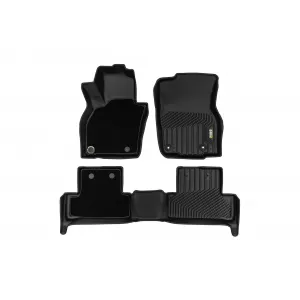 Tappetini in gomma e moquette 2 in 1 adatti per Mazda CX-60 dopo il 2022 della serie Frogum 5D Race Rock, set da 3 pezzi, colore nero-image-6232758