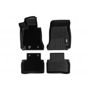Tappetini in gomma e moquette 2 in 1 adatti per Mercedes E class W213 berlina, S213 wagon 2016-2023, set da 4 pezzi, colore nero della serie Frogum 5D Race Rock-image-6232765