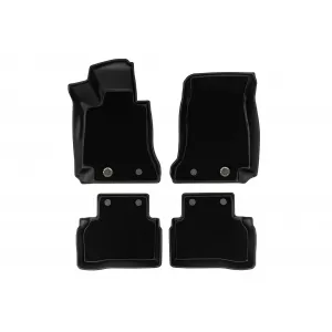 Tappetini in gomma e moquette 2 in 1 adatti per Mercedes E class W213 berlina, S213 wagon 2016-2023, set da 4 pezzi, colore nero della serie Frogum 5D Race Rock-image-6232766