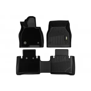 Tappetini in gomma e moquette 2 in 1 adatti per Mercedes EQS V297 dopo il 2021, set da 3 pezzi, colore nero della serie Frogum 5D Race Rock-image-6232772