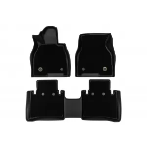 Tappetini in gomma e moquette 2 in 1 adatti per Mercedes EQS V297 dopo il 2021, set da 3 pezzi, colore nero della serie Frogum 5D Race Rock-image-6232773