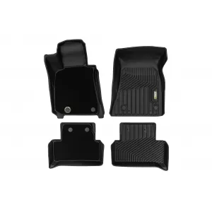 Tappetini in gomma e moquette 2 in 1 adatti per BMW i4 G26 dopo il 2021 della serie Frogum 5D Race Rock, set da 4 pezzi, colore nero-image-6232795