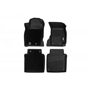 Tappetini in gomma e moquette 2 in 1 adatti per Audi A8 D5 sedan dopo il 2017, versione dalga, set da 4 pezzi, colore nero della serie Frogum 5D Race Rock-image-6232809