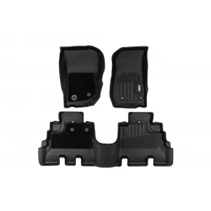 Tappetini in gomma e moquette 2 in 1 adatti per Jeep Wrangler 2006-2018 con 4 porte, set da 3 pezzi, colore nero della serie Frogum 5D Race Rock-image-6232823