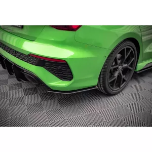 Maxton Design side extensions suitable for rear RS bumper of Audi RS3 sedan after 2020, matte black