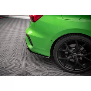Maxton Design side extensions suitable for rear RS bumper of Audi RS3 sedan after 2020, matte black