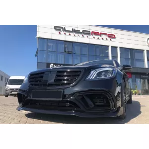 Un pacchetto di design tipo S63 adatto per Mercedes S-Class W222 2017-2020, con fari, fanali posteriori, minigonne per passo lungo-image-6235971