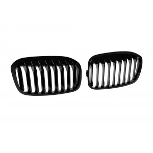 Black kidney grilles suitable for BMW Series 2 F45, F46 2017-2019 with single slats