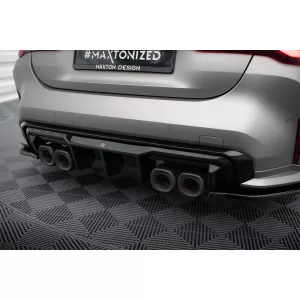 Diffusore Maxton Design adatto per paraurti posteriore di BMW M4 G82 Coupé, G83 Cabriolet, M3 G80 Sedan, G81 Touring dopo il 2021 -oo--oo-, verniciato nero-image-6236162