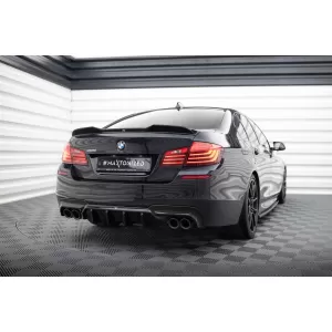 Diffusore Maxton Design versione 2 adatto per paraurti posteriore della BMW Serie 5 F10 con pacchetto M 2010-2017, per la versione con due scarichi doppi, laccato nero-image-6236176