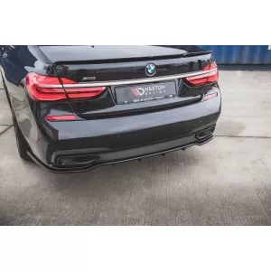 Maxton Design additive with vertical ribs for diffuser suitable for rear M-Technik bumper on BMW 7 Series G11 2015-2018, black lacquer
