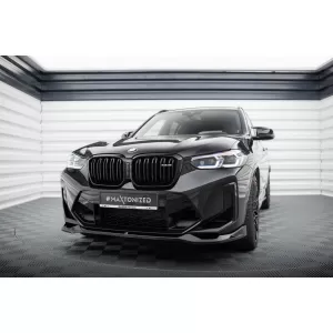 Spoiler Maxton Design versione 2 adatto per paraurti anteriore di BMW X3 F97 dopo il 2021, laccato nero-image-6236333