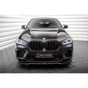 Maxton Design version 1 spoiler suitable for front bumper of BMW X6M F96 after 2020, black lacquer