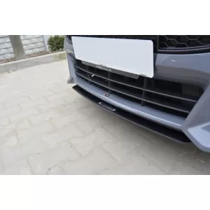 Spoiler Maxton Design tip Racing versiunea 3, potrivit pentru bara frontală ST pe Ford Focus 2015-2018, negru mat-image-6236837