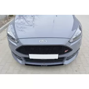 Spoiler Maxton Design tip Racing versiunea 3, potrivit pentru bara frontală ST pe Ford Focus 2015-2018, negru mat-image-6236838