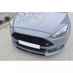 Spoiler Maxton Design tip Racing versiunea 3, potrivit pentru bara frontală ST pe Ford Focus 2015-2018, negru mat-image-6236839