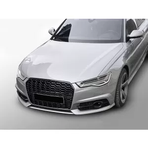 Griglia tipo RS verniciata nera adatta per Audi A6 C7 berlina, wagon 2014-2018 per paraurti standard e S-line-image-6236843