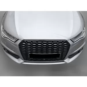 Griglia tipo RS verniciata nera adatta per Audi A6 C7 berlina, wagon 2014-2018 per paraurti standard e S-line-image-6236844