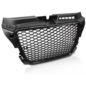 image-56-Fekete lakk hűtőrács Audi A3, S3 8P hatchback, cabrio, Sportback 2008-2012 modellekhez, standard és S-line lökhárítóhoz