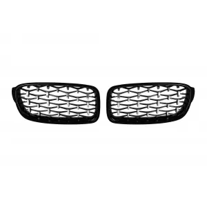 image-60-Diamond stílusú hűtőrács szürke/fekete színben BMW 3-as F30 sedan, F31 touring 2011-2019 modellekhez