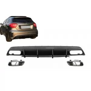 image-77-Rear Bumper Valance Diffuser with Exhaust Tips suitable for Mercedes A-Class W176 (2013-2018) A45 Facelift Design Carbon Film