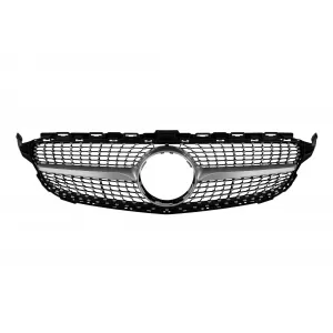image-70-Króm/ezüst diamond hűtőrács Mercedes C-osztály W205 sedan, S205 kombi, C205 coupe 2014-2018, kamera nélküli
