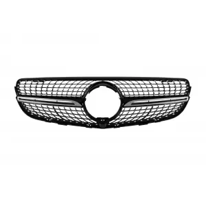 image-77-Króm/fekete diamond hűtőrács Mercedes GLC SUV X253, GLC Coupe C253 2015-2018, kamera nyílással