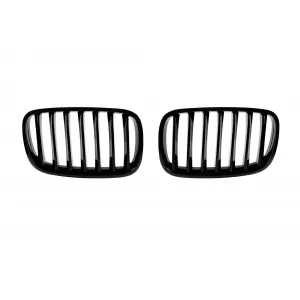 Single rib kidney grilles in black lacquer suitable for BMW X5 E70 2007-2013, X6 E71 2008-2011