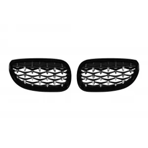 image-24-Diamond stílusú hűtőrács króm/fekete BMW 5-ös E60 sedan, E61 touring 2004-2010 modellekhez