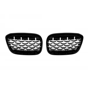 image-26-Króm/fekete gyémánt hűtőrács BMW X3 G01, X4 G02 2019-2021 modellekhez