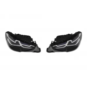 Set di fari a LED adatto per BMW 5 Series GT F07 2010-2015 per il modello con fari xenon di fabbrica, sinistro e destro-image-6237533