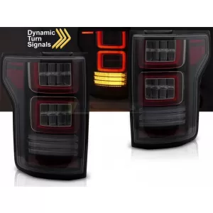 Set di luci posteriori LED tuning adatto per Ford F150 2014-2020, con indicatori di direzione dinamici, base fumé, sinistra e destra-image-6237740