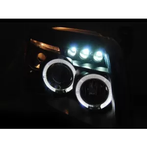 Set di fari tuning con anelli angelici adatto per Dodge Caliber 2006-2012 con base cromata, sinistro e destro-image-6238352