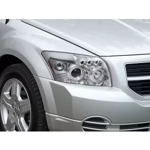 Set di fari tuning con anelli angelici adatto per Dodge Caliber 2006-2012 con base cromata, sinistro e destro-image-6238354