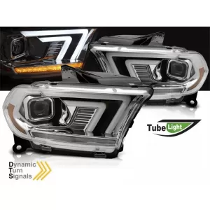 Set di fari tuning con indicatori di direzione dinamici adatto per Dodge Durango 2010-2013 con base cromata-image-6238371