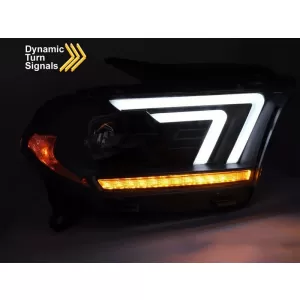 Set di fari tuning con indicatori di direzione dinamici adatto per Dodge Durango 2010-2013 con base nera-image-6238379
