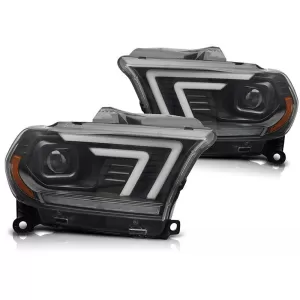 Xenon headlight kit with dynamic turn signals suitable for Dodge Durango 2010-2013 with black base