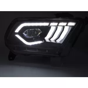 Set di fari a LED tuning adatto per Ford Mustang 2010-2013 con base nera, per il modello con luci DRL di fabbrica, con indicatori di direzione dinamici, sinistro e destro-image-6238410