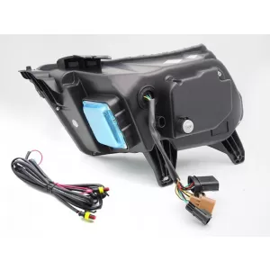 Set di fari a LED tuning adatto per Ford Mustang 2010-2013 con base nera, per il modello con luci DRL di fabbrica, con indicatori di direzione dinamici, sinistro e destro-image-6238412