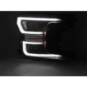 Set di fari a LED tuning adatto per Ford F150 2017-2020 con base nera, per il modello con luci DRL di fabbrica, con indicatori di direzione dinamici, sinistro e destro-image-6238415