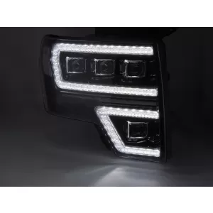 Set di fari a LED tuning adatto per Ford F150 2008-2014 con base nera, per il modello con luci DRL di fabbrica, con indicatori di direzione dinamici, con funzione 