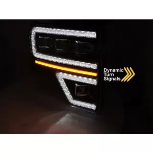 Set di fari a LED tuning adatto per Ford F150 2008-2014 con base nera, per il modello con luci DRL di fabbrica, con indicatori di direzione dinamici, con funzione 