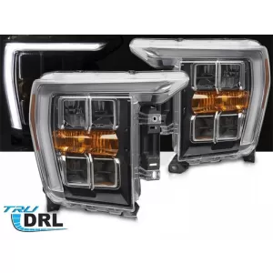 LED tuning headlight set suitable for Ford F150 2020-2023 with black base, for the model with factory DRL lights, left and right