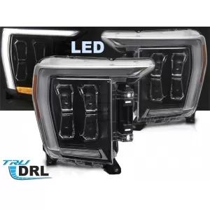 Set di fari a LED tuning adatto per Ford F150 2020-2023 con base nera, per il modello con luci DRL di fabbrica, sinistro e destro-image-6238433