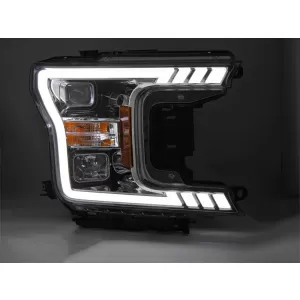 Set di fari tuning con luce LED adatta per Ford F150 2017-2020 con base cromata, dotato di indicatori di direzione dinamici, sinistro e destro-image-6238439