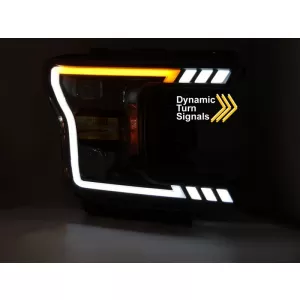 Set di fari tuning con luce LED adatta per Ford F150 2017-2020 con base nera, dotato di indicatori di direzione dinamici, sinistro e destro-image-6238445